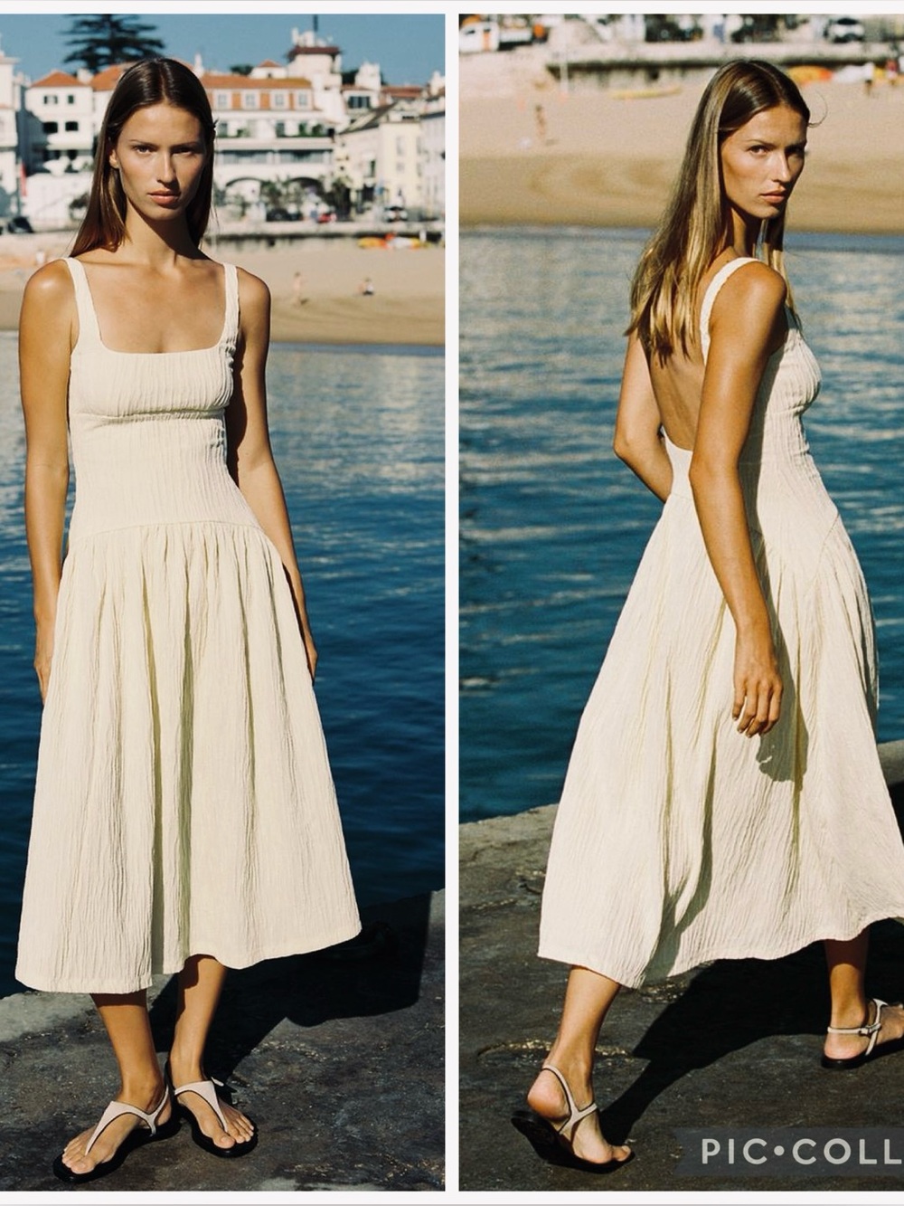 NWOT Zara Textured Strappy Dress in Ivory